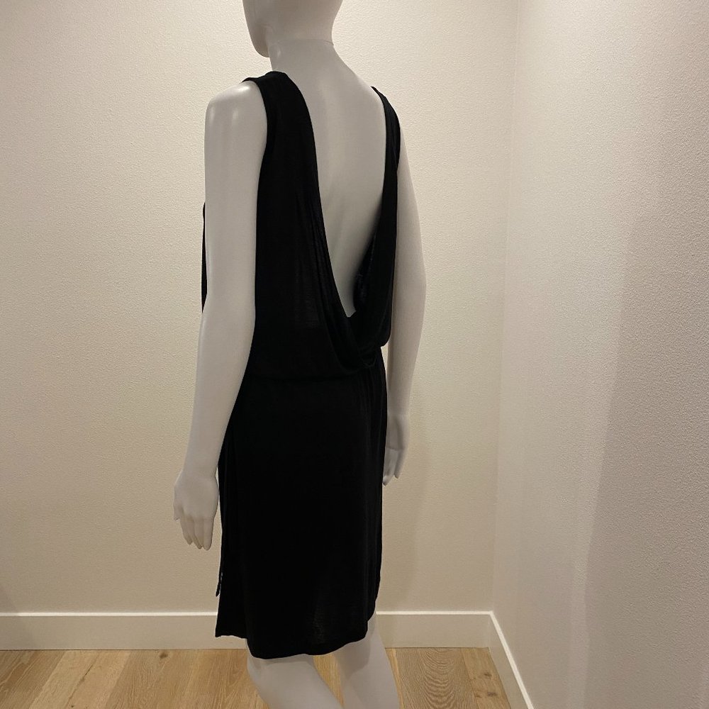 Club Monaco Black Front High Neck and Draped Backless Dress Drawstring Size XS